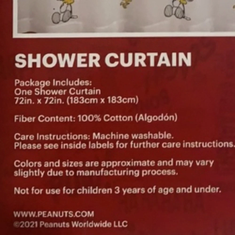 Like new Peanuts shower curtain with Snoopy and Woodstock